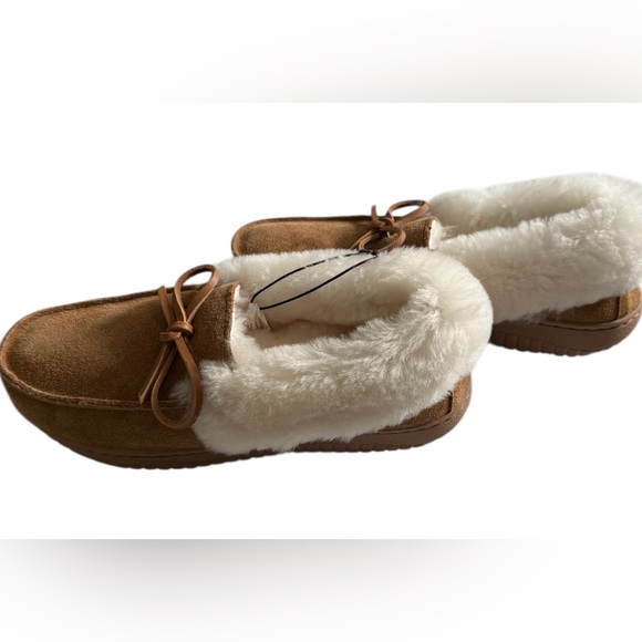 Dluxe by Dearfoams Woman’s Genuine Shearling Moc Slippers Chestnut Brown Size 7 - Picture 5 of 5
